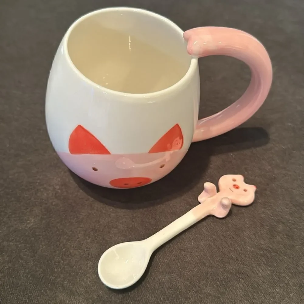 Pig Mug and Spoon Gift Set 15oz Capacity NEW